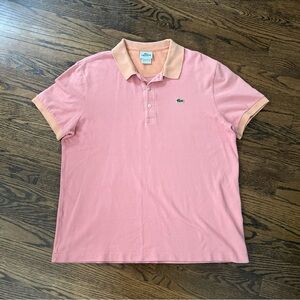 Lacoste Polo Shirt Men’s Size 5 Peach Classic Fit Crocodile Preppy Short Sleeve
